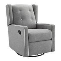 Baby Relax Modern Mikayla Swivel Glider Recliner Chair, Gray Linen