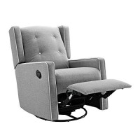 Baby Relax Modern Mikayla Swivel Glider Recliner Chair, Gray Linen