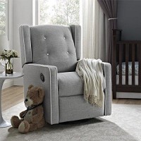 Baby Relax Modern Mikayla Swivel Glider Recliner Chair, Gray Linen