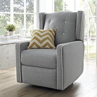 Baby Relax Modern Mikayla Swivel Glider Recliner Chair, Gray Linen