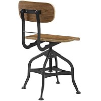 Modway Mark Rustic Modern Farmhouse Steel Metal Wood Adjustable Dining Chair In Brown