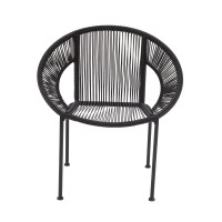 Deco 79 Contemporary Plastic Rattan Oval Outdoor Chair, 29 X 23 X 30, Black