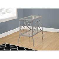 Monarch Specialties I Metal Accent Table With Tempered Glass, Silver