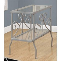 Monarch Specialties I Metal Accent Table With Tempered Glass, Silver