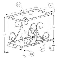 Monarch Specialties I Metal Accent Table With Tempered Glass, Silver