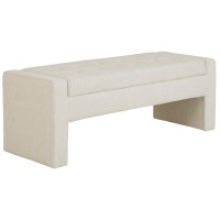 Madison Park Gillian Bedroom Dacor, Stylish Flexible Seating Footboard Bench Fully Upholstered, Modern Luxe Accent Shoe Storage Ottoman For Living Room, Toy Box Room Organizer Cream