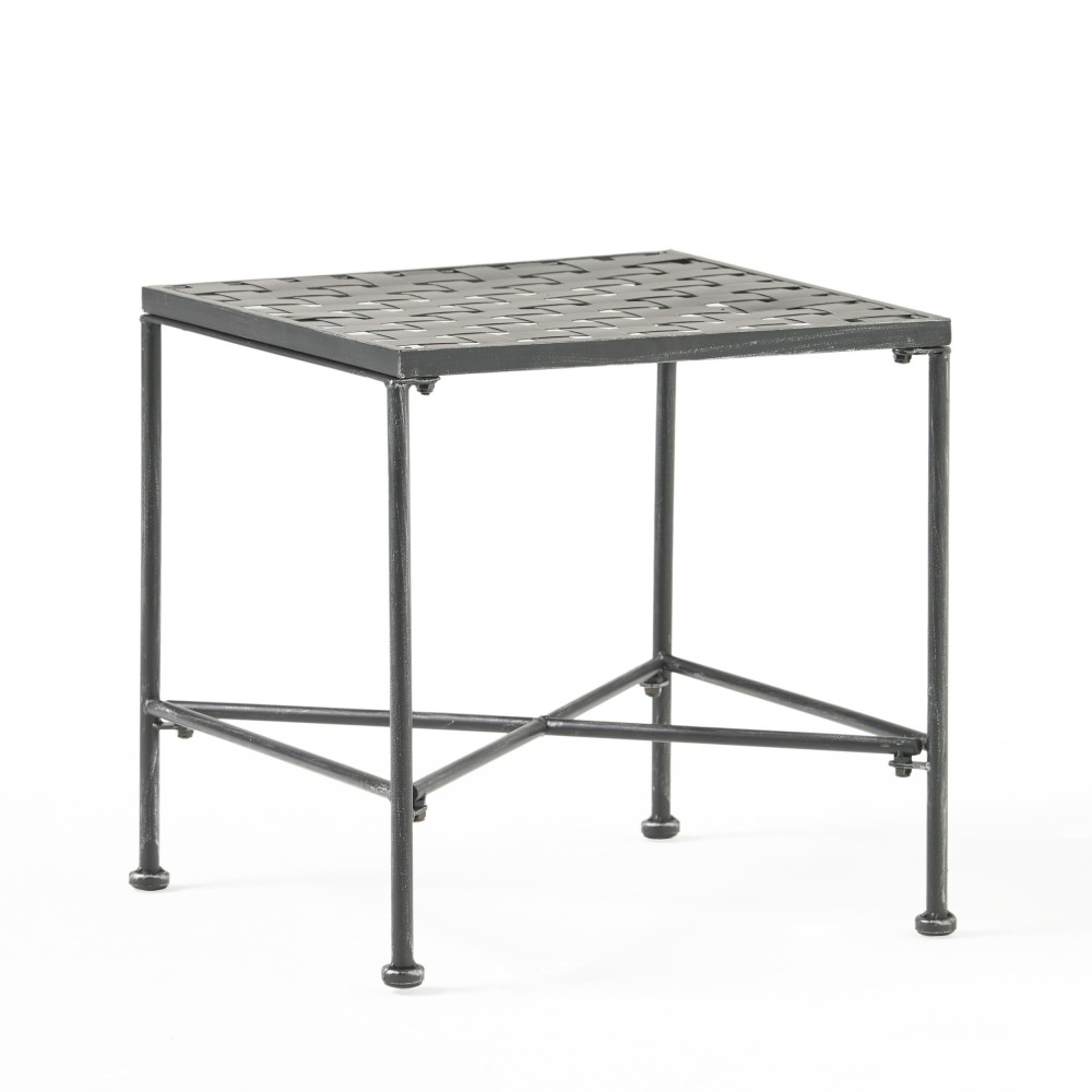 Christopher Knight Home Petra Iron End Table, Black Brush Silver