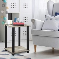 Furinno Turn-N-Tube Haydn End Table, 1-Pack, French Oak Greyblack