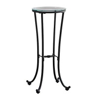 Monarch Specialties Hammered Metal With Tempered Glass Accent Table, 12L X 12W X 28H, Black