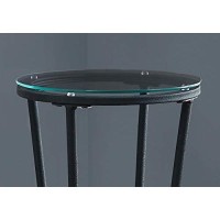 Monarch Specialties Hammered Metal With Tempered Glass Accent Table, 12L X 12W X 28H, Black