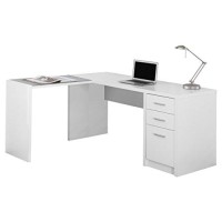 Monarch Specialties I Corner With Tempered Glass Computer Desk, 60L X 55W X 30H, White