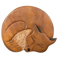 Fox Design Hand Carved Acacia Hardwood Decorative Short Stool
