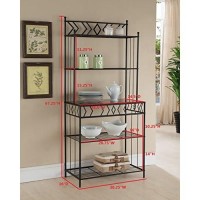 Kings Brand Furniture - 5-Tier Standing Kitchen Bakers Rack For With Storage Microwave Stand, Metal Frame With Marble Finish - Black