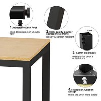 Need 55 Inch Large Computer Desk - Modern Simple Style Home Office Gaming Desk, Basic Writing Table For Study Student, Black Metal Frame, Teak