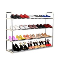 Shoe Rack - 5-Tier Shoe Organizer For Closet, Bathroom, Entryway - Shelf Holds 25 Pairs Sneakers, Heels, Boots By Home-Complete (Gray)