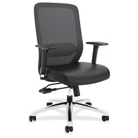 Hon Exposure Task Mesh High-Back Computer Chair With Leather Seat For Office Desk, Black (Hvl721)