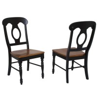 Sunset Trading Selections Dining Chair, Distressed Antique Black With Cherry Base And Distressed Cherry Finish Seat