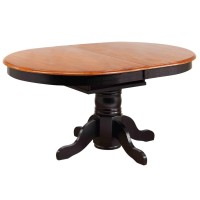 Sunset Trading Pedestal Table With Cherry Finish Butterfly Top, Antique Black