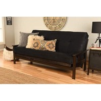 Kodiak Furniture Monterey Futon Set, No Drawers, With Espresso Base And Suede Black Mattress