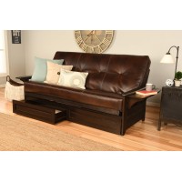 Kodiak Futons Phoenix Full Size Futon In Espresso Finish With Storage Drawers, Oregon Trail Java