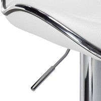 Roundhill Furniture Masaccio Cushioned Leatherette Upholstery Airlift Adjustable Swivel Barstool With Chrome Base, Set Of 2, White