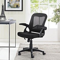 Modway Advance Mesh Ergonomic Computer Desk Office Chair In Black With Flip-Up Arms