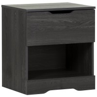 South Shore Trinity 1-Drawer Nightstand, Gray Oak With Cut-Out Handles