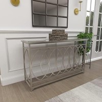 Deco 79 Metal Geometric Console Table With Mirrored Glass Top, 54 X 16 X 32, Silver