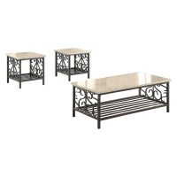 Homelegance Fairhope 3-Piece Faux Marble Occasional Table Set, White
