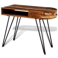 Vidaxl Reclaimed Solid Wood Desk With Iron Pin Legs