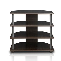 Furinno Turn-N-Tube Easy Assembly 4-Tier Petite Entertainment Center Stand Unit/Tv Desk, Espresso/Grey