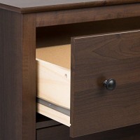 Prepac Yaletown Traditional 2-Drawer Tall Nightstand Side Table, Bedside Table With 2 Drawers And Open Shelf 16 D X 23 W X 28 H, Espresso, Ednh-1202-1