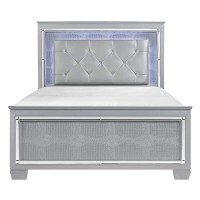 Allura Panel Bed W/ Led Lighting In Silver - Queen
