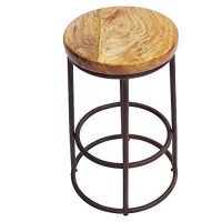 The Urban Port 24-Inch Mango Wood Counter Height Barstool With Iron Base, Brown And Black