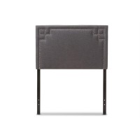 Baxton Studio Geneva Upholstered Twin Headboard In Dark Gray