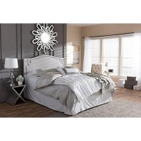 Baxton Studio Aubrey Upholstered Queen Headboard In Dark Gray