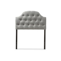 Baxton Studio Morris Modern And Contemporary Grey Fabric Upholstered Button-Tufted Scalloped Twin Size Headboard
