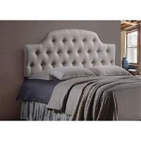 Baxton Studio Morris Modern And Contemporary Fabric Upholstered Button-Tufted Scalloped Headboard Beige/Twin/Contemporary
