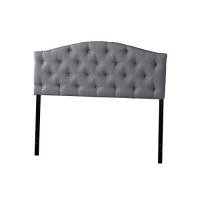 Baxton Studio Myra Modern And Contemporary Fabric Upholstered Button-Tufted Scalloped Headboard Grey/Twin