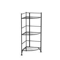 Convenience Concepts Xtra Storage 3 Tier Folding Metal Corner Shelf, Black