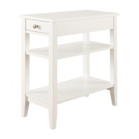 Convenience Concepts American Heritage Collection 3-Tier End Table With Drawer, 23.5 X 11.25 X 24, White