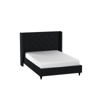 Home Life Premiere Classics Cloth Black Linen 51 Tall Headboard Platform Bed With Slats King - Complete Bed 5 Year Warranty Included 007