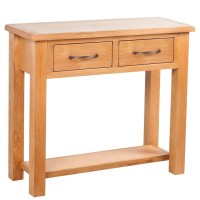 Vidaxl Console Table With 2 Drawers Solid Oak Wood 32.7X11.8X28.7