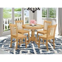 East West Furniture Kitchen Dining Table Set- 2 Amazing Wood Dining Chairs - A Wonderful Wood Kitchen Table- Wooden Seat And Oak Dining Room Table