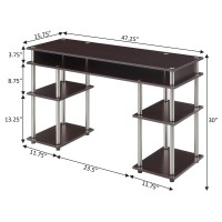 Convenience Concepts Designs2Go No Tools Student Shelves Desk, 47.25 L X 15.75 W X 30 H, Espresso