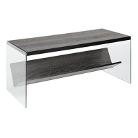 Convenience Concepts Soho Coffee Table, Weathered Gray / Glass