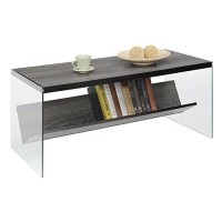 Convenience Concepts Soho Coffee Table, Weathered Gray / Glass