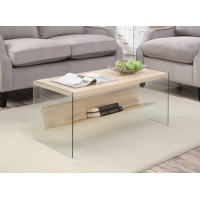 Convenience Concepts Soho Coffee Table, Weathered White / Glass