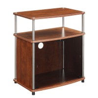 Convenience Concepts Designs2Go Tv Stand With Black Glass Cabinet, Cherry