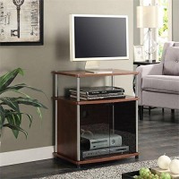 Convenience Concepts Designs2Go Tv Stand With Black Glass Cabinet, Cherry